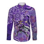 Hobart Hurricanes Long Sleeve Button Shirt Indigenous Dot Art Superhero Batter Tribal Pattern