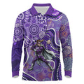 Hobart Hurricanes Long Sleeve Polo Shirt Indigenous Dot Art Superhero Batter Tribal Pattern