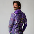 Hobart Hurricanes Long Sleeve Polo Shirt Indigenous Dot Art Superhero Batter Tribal Pattern