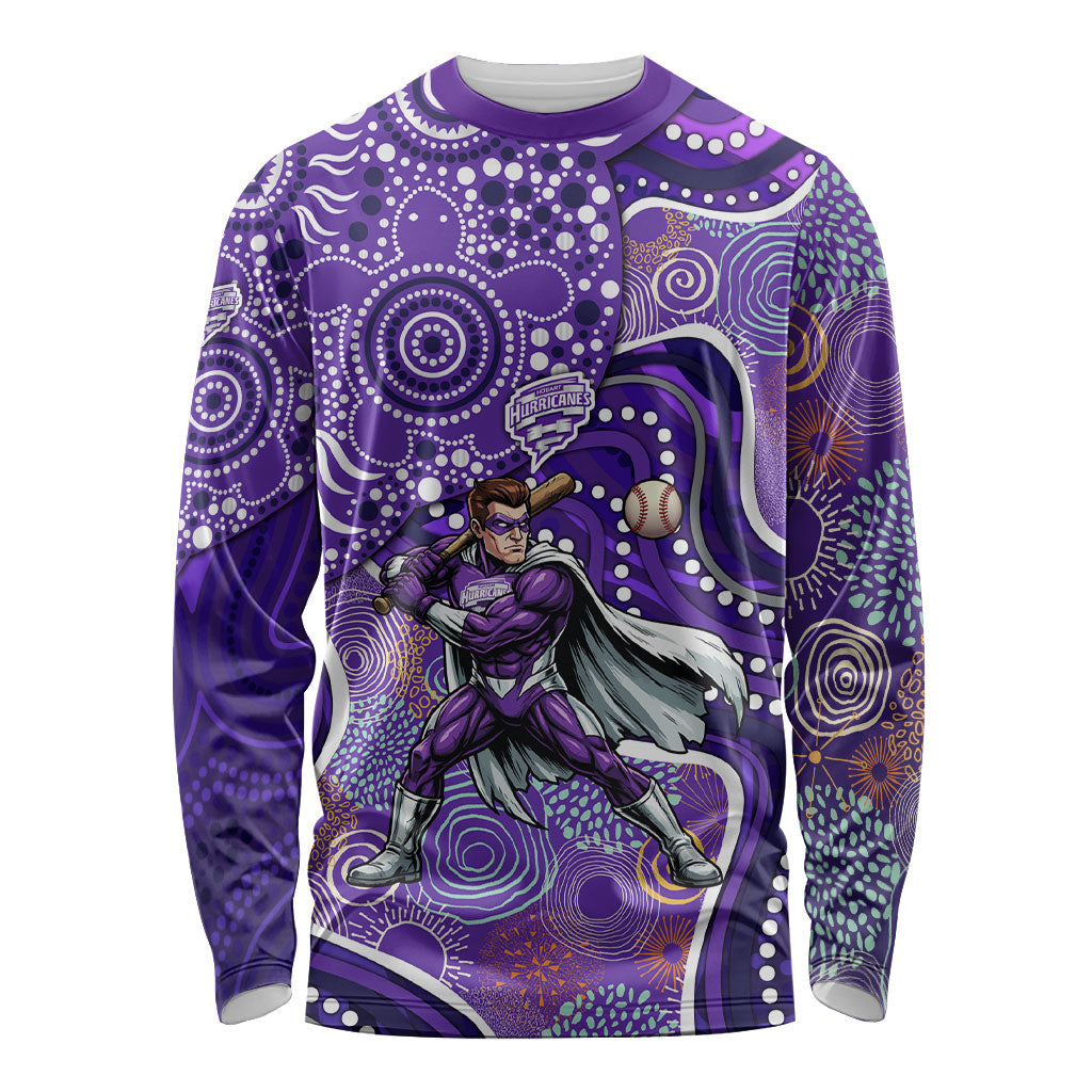 Hobart Hurricanes Long Sleeve Shirt Indigenous Dot Art Superhero Batter Tribal Pattern