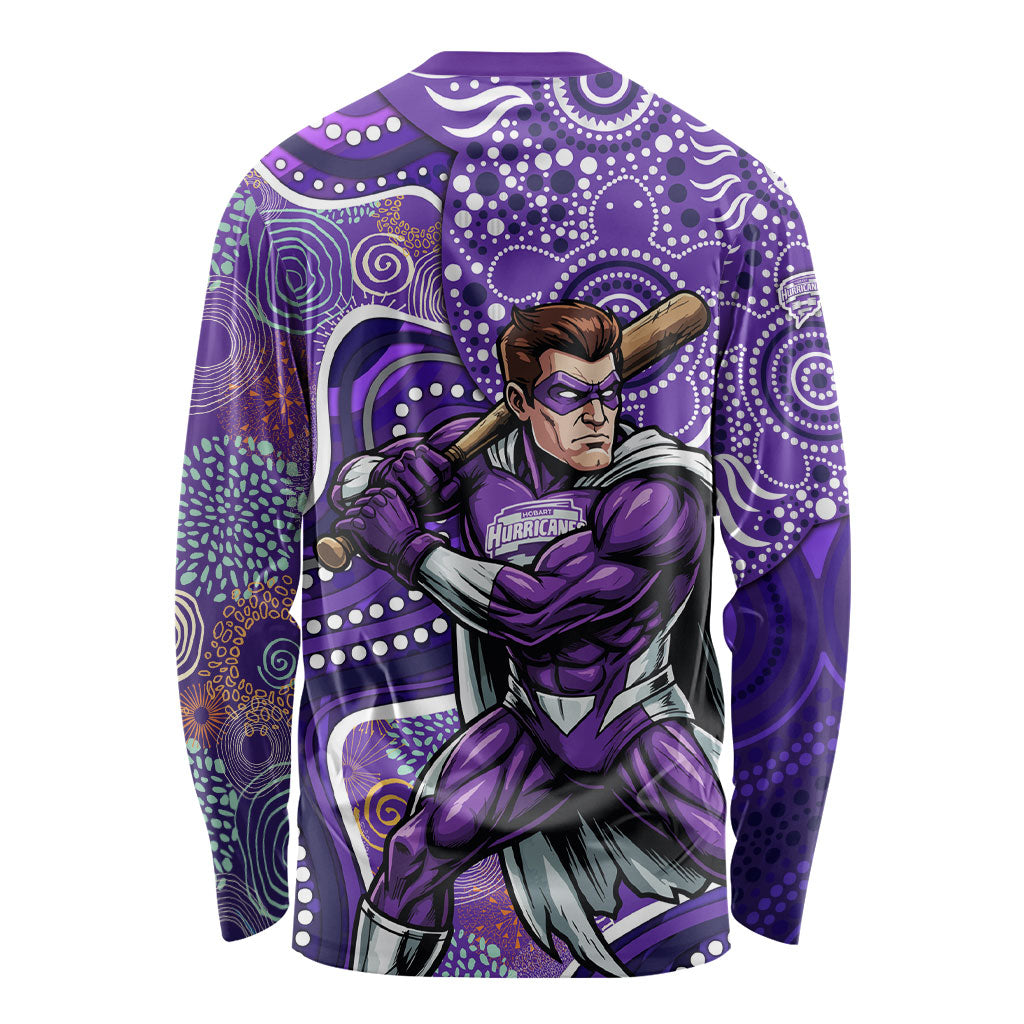 Hobart Hurricanes Long Sleeve Shirt Indigenous Dot Art Superhero Batter Tribal Pattern