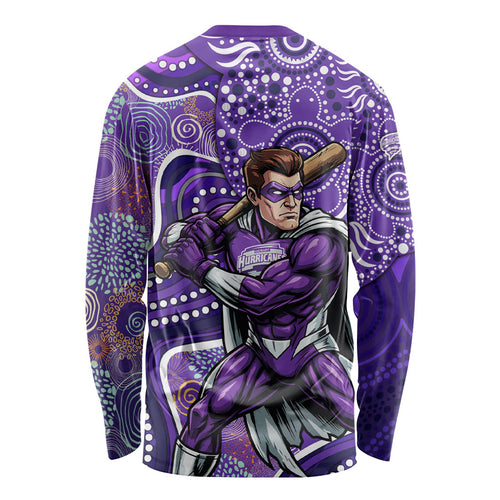 Hobart Hurricanes Long Sleeve Shirt Indigenous Dot Art Superhero Batter Tribal Pattern
