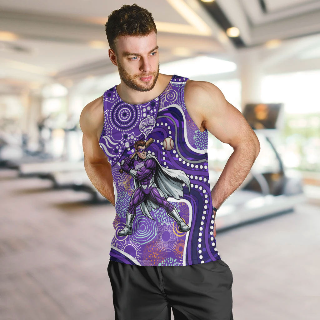 Hobart Hurricanes Men Tank Top Indigenous Dot Art Superhero Batter Tribal Pattern