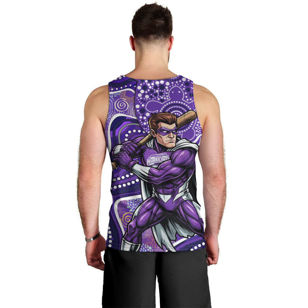 Hobart Hurricanes Men Tank Top Indigenous Dot Art Superhero Batter Tribal Pattern