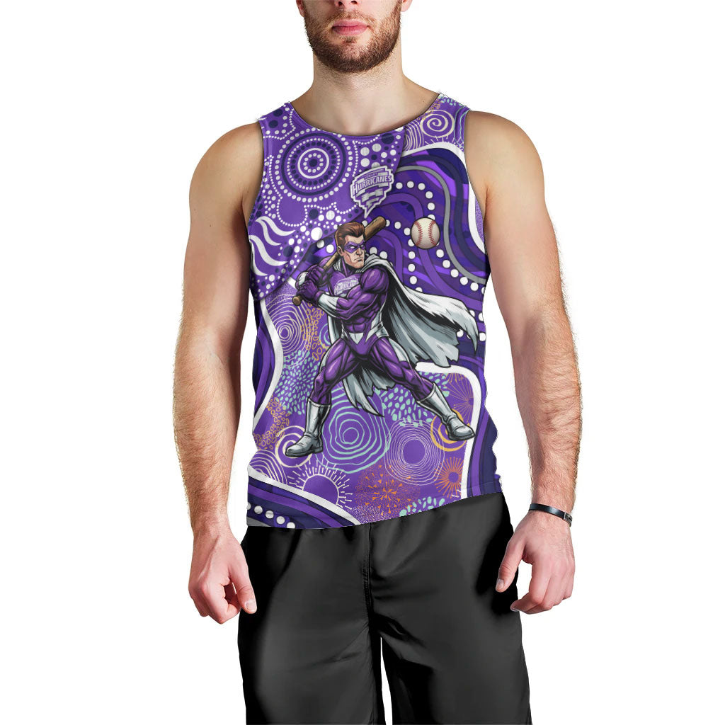 Hobart Hurricanes Men Tank Top Indigenous Dot Art Superhero Batter Tribal Pattern