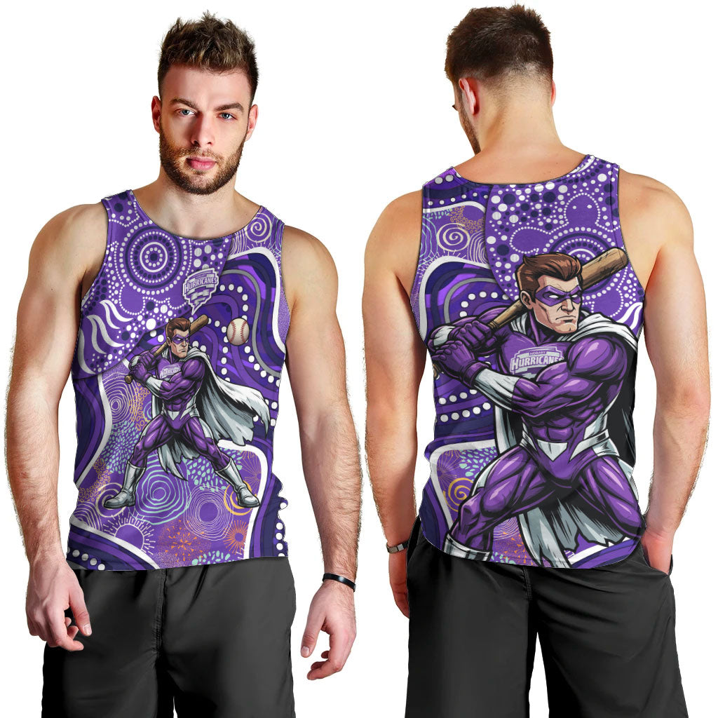 Hobart Hurricanes Men Tank Top Indigenous Dot Art Superhero Batter Tribal Pattern