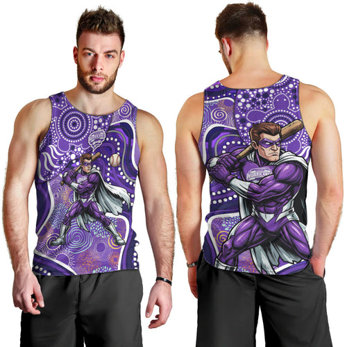 Hobart Hurricanes Men Tank Top Indigenous Dot Art Superhero Batter Tribal Pattern