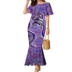 Hobart Hurricanes Mermaid Dress Indigenous Dot Art Superhero Batter Tribal Pattern