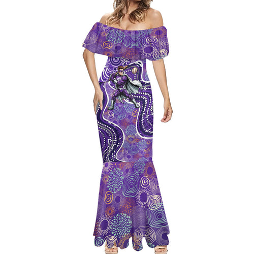 Hobart Hurricanes Mermaid Dress Indigenous Dot Art Superhero Batter Tribal Pattern