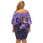 Hobart Hurricanes Off Shoulder Short Dress Indigenous Dot Art Superhero Batter Tribal Pattern