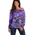 Hobart Hurricanes Off Shoulder Sweater Indigenous Dot Art Superhero Batter Tribal Pattern