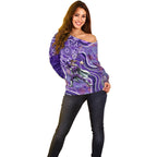 Hobart Hurricanes Off Shoulder Sweater Indigenous Dot Art Superhero Batter Tribal Pattern