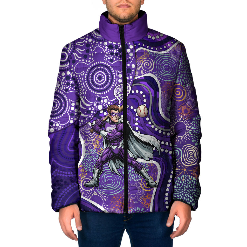 Hobart Hurricanes Padded Jacket Indigenous Dot Art Superhero Batter Tribal Pattern