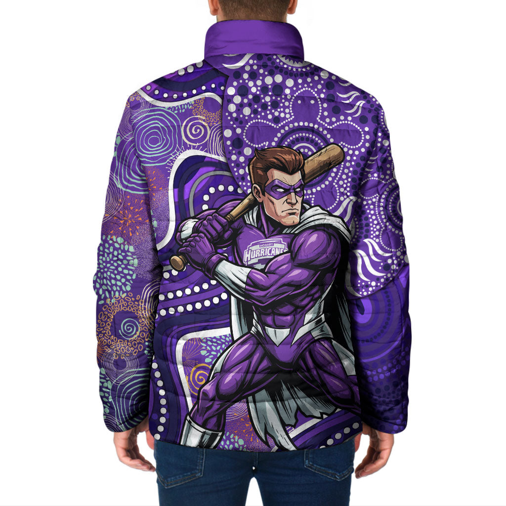 Hobart Hurricanes Padded Jacket Indigenous Dot Art Superhero Batter Tribal Pattern