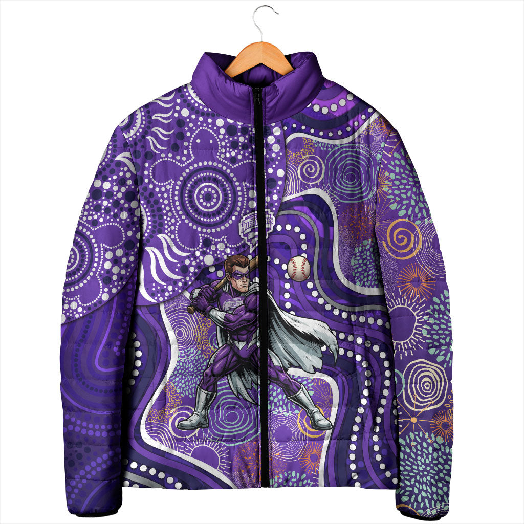 Hobart Hurricanes Padded Jacket Indigenous Dot Art Superhero Batter Tribal Pattern