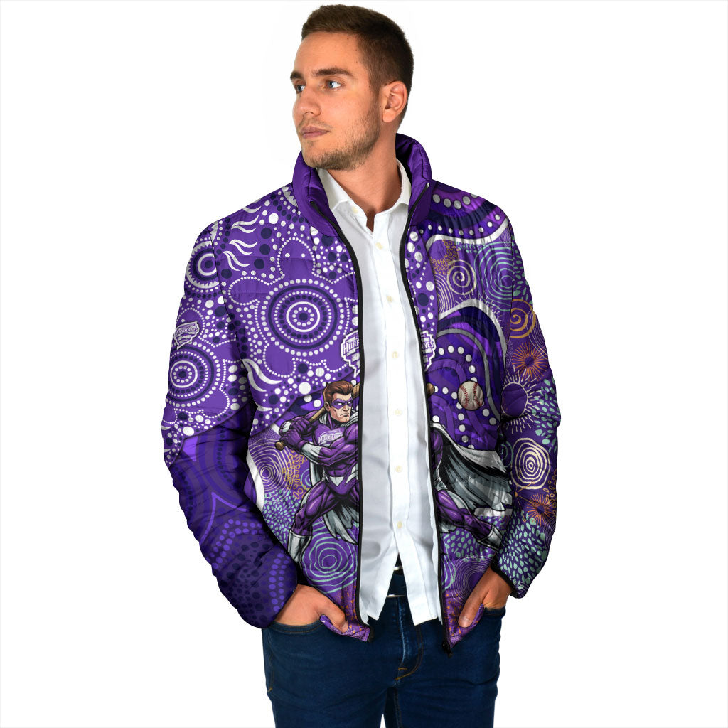 Hobart Hurricanes Padded Jacket Indigenous Dot Art Superhero Batter Tribal Pattern