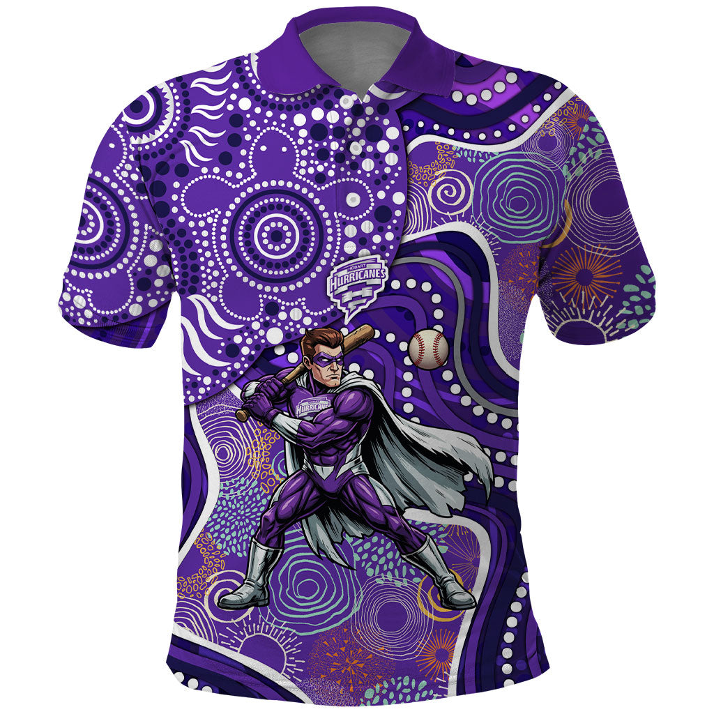 Hobart Hurricanes Polo Shirt Indigenous Dot Art Superhero Batter Tribal Pattern
