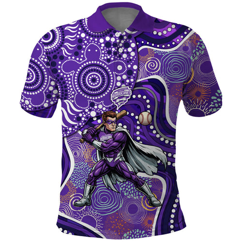 Hobart Hurricanes Polo Shirt Indigenous Dot Art Superhero Batter Tribal Pattern