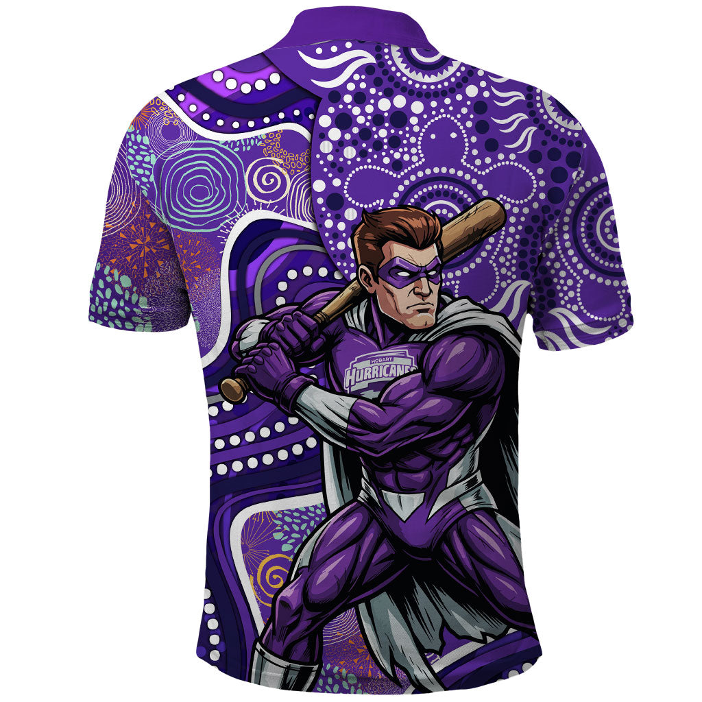Hobart Hurricanes Polo Shirt Indigenous Dot Art Superhero Batter Tribal Pattern