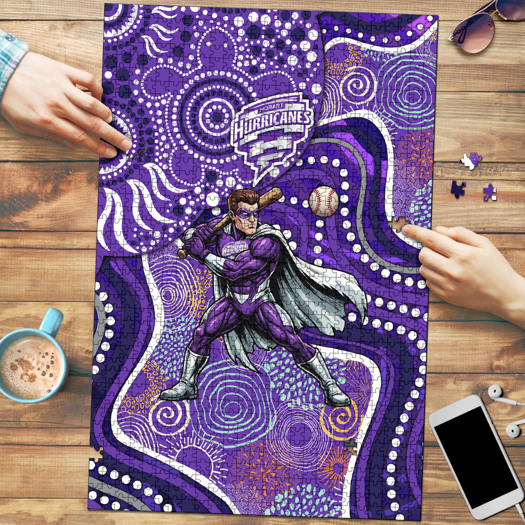 Hobart Hurricanes Puzzle Indigenous Dot Art Superhero Batter Tribal Pattern