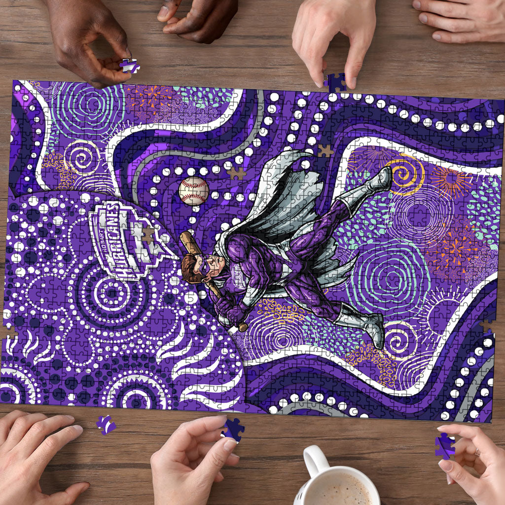Hobart Hurricanes Puzzle Indigenous Dot Art Superhero Batter Tribal Pattern