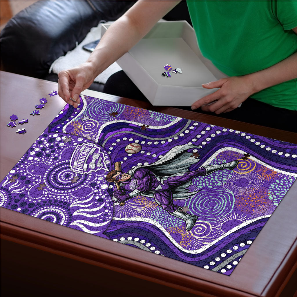 Hobart Hurricanes Puzzle Indigenous Dot Art Superhero Batter Tribal Pattern