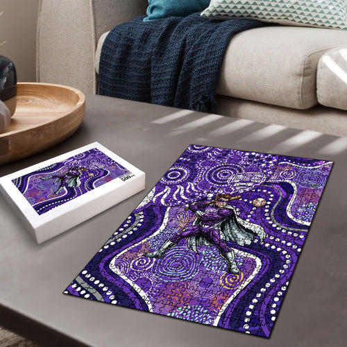 Hobart Hurricanes Puzzle Indigenous Dot Art Superhero Batter Tribal Pattern