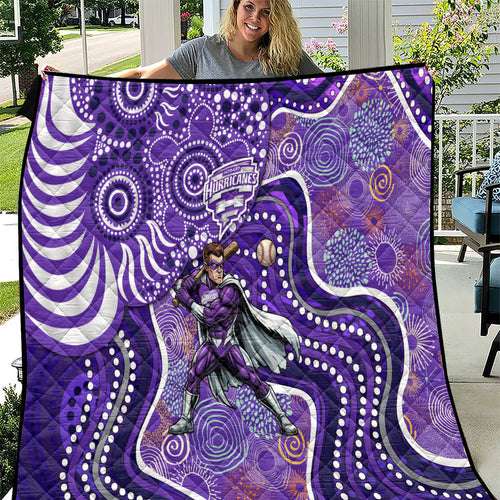 Hobart Hurricanes Quilt Indigenous Dot Art Superhero Batter Tribal Pattern