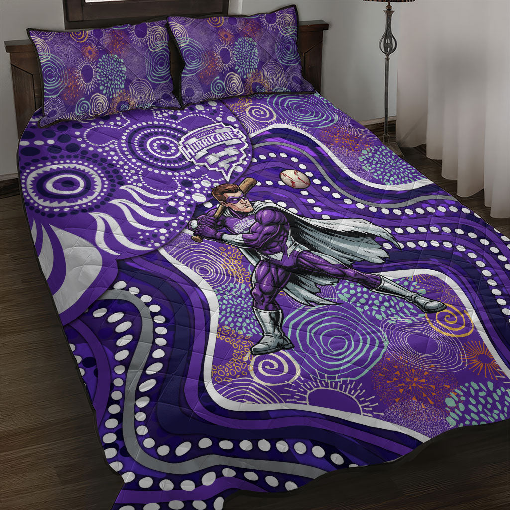 Hobart Hurricanes Quilt Bed Set Indigenous Dot Art Superhero Batter Tribal Pattern