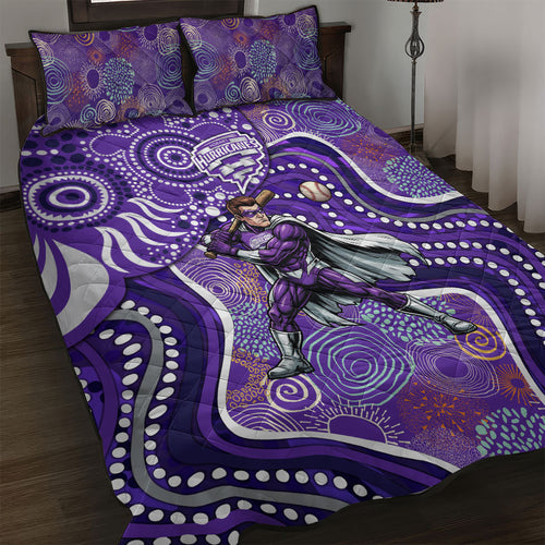 Hobart Hurricanes Quilt Bed Set Indigenous Dot Art Superhero Batter Tribal Pattern
