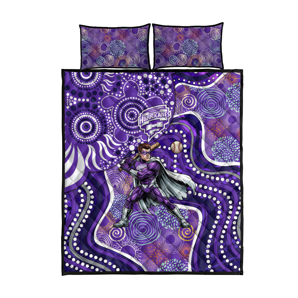 Hobart Hurricanes Quilt Bed Set Indigenous Dot Art Superhero Batter Tribal Pattern