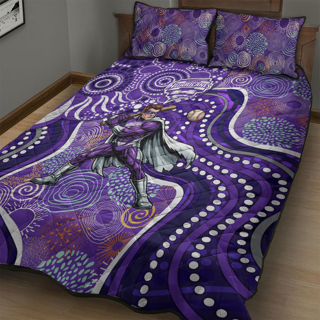 Hobart Hurricanes Quilt Bed Set Indigenous Dot Art Superhero Batter Tribal Pattern