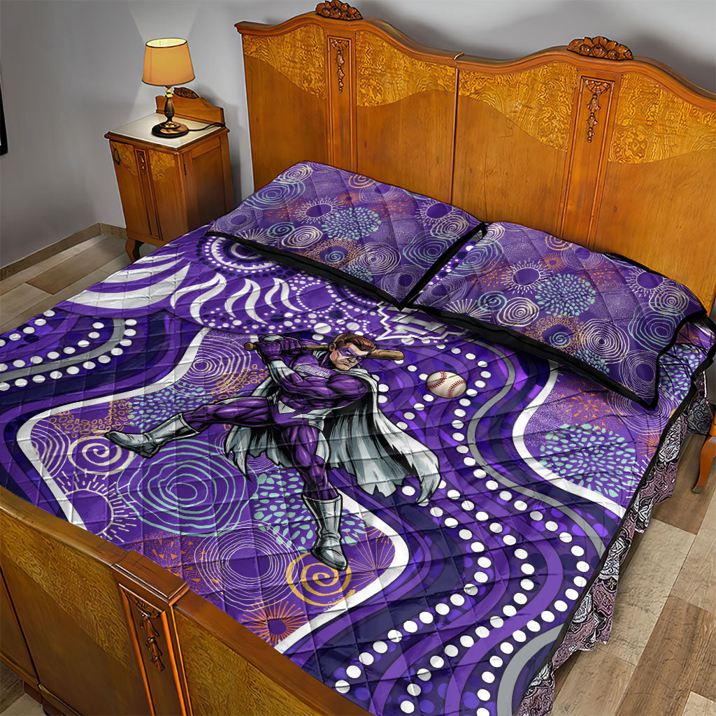 Hobart Hurricanes Quilt Bed Set Indigenous Dot Art Superhero Batter Tribal Pattern