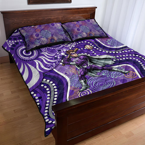 Hobart Hurricanes Quilt Bed Set Indigenous Dot Art Superhero Batter Tribal Pattern