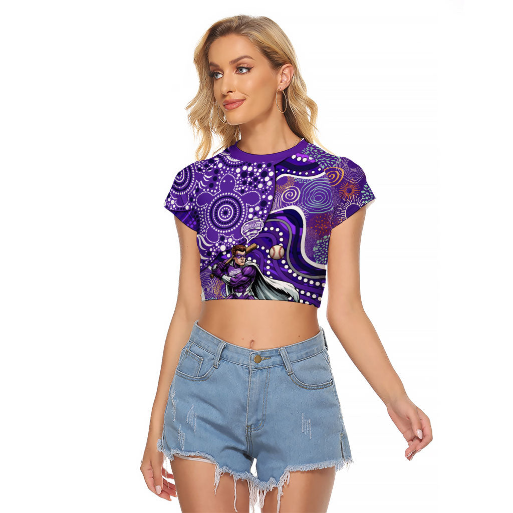 Hobart Hurricanes Raglan Cropped T Shirt Indigenous Dot Art Superhero Batter Tribal Pattern