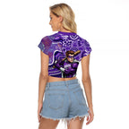 Hobart Hurricanes Raglan Cropped T Shirt Indigenous Dot Art Superhero Batter Tribal Pattern