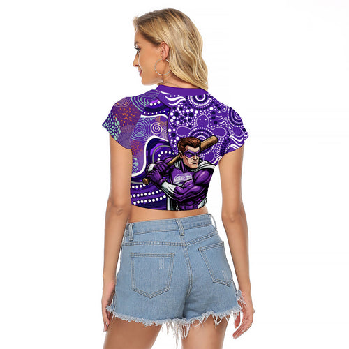 Hobart Hurricanes Raglan Cropped T Shirt Indigenous Dot Art Superhero Batter Tribal Pattern