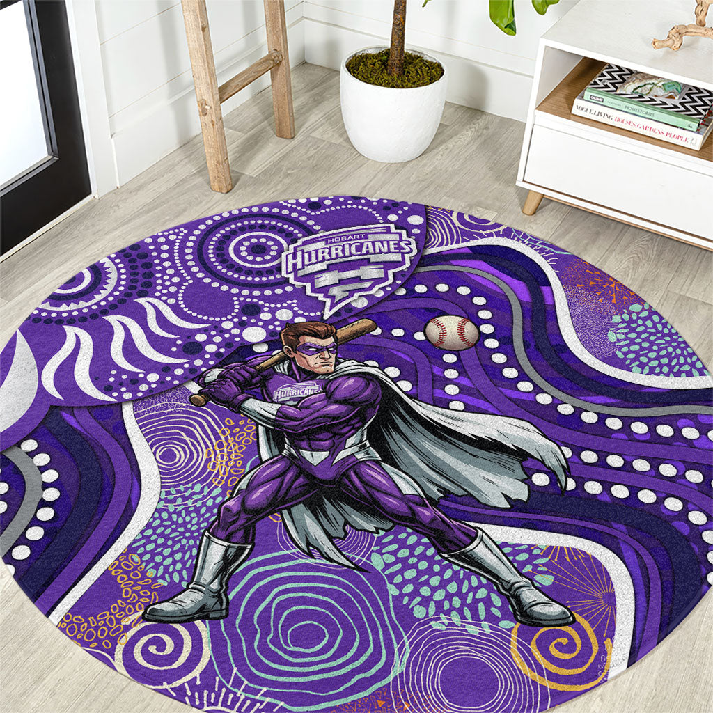 Hobart Hurricanes Round Carpet Indigenous Dot Art Superhero Batter Tribal Pattern