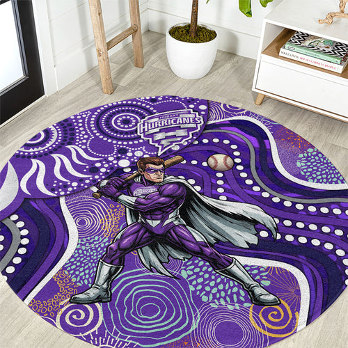 Hobart Hurricanes Round Carpet Indigenous Dot Art Superhero Batter Tribal Pattern