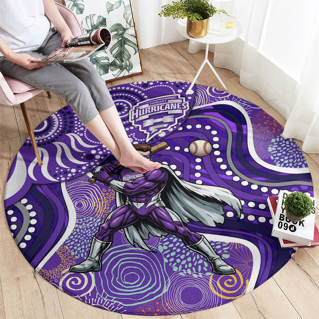 Hobart Hurricanes Round Carpet Indigenous Dot Art Superhero Batter Tribal Pattern