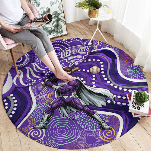 Hobart Hurricanes Round Carpet Indigenous Dot Art Superhero Batter Tribal Pattern