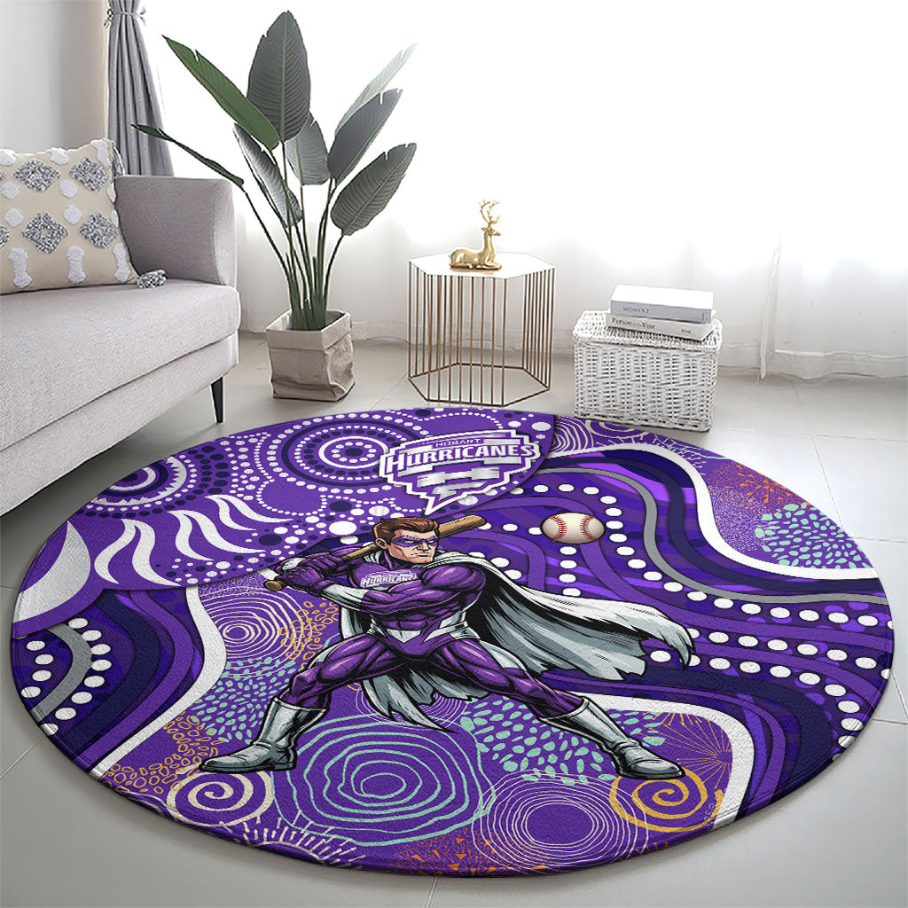 Hobart Hurricanes Round Carpet Indigenous Dot Art Superhero Batter Tribal Pattern