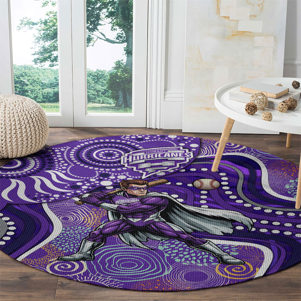 Hobart Hurricanes Round Carpet Indigenous Dot Art Superhero Batter Tribal Pattern
