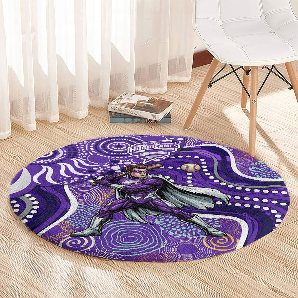 Hobart Hurricanes Round Carpet Indigenous Dot Art Superhero Batter Tribal Pattern