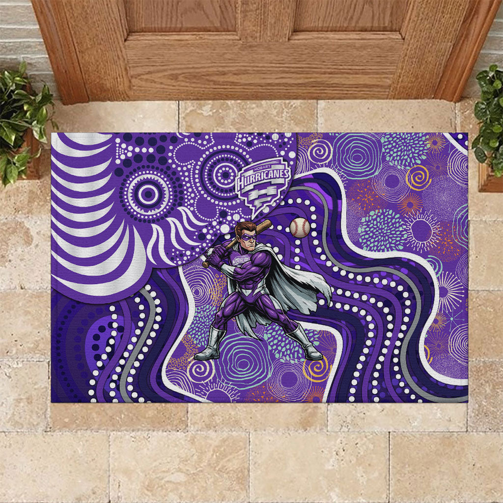 Hobart Hurricanes Rubber Doormat Indigenous Dot Art Superhero Batter Tribal Pattern
