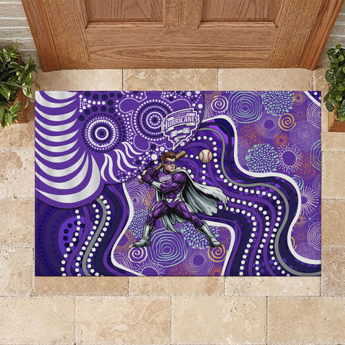 Hobart Hurricanes Rubber Doormat Indigenous Dot Art Superhero Batter Tribal Pattern