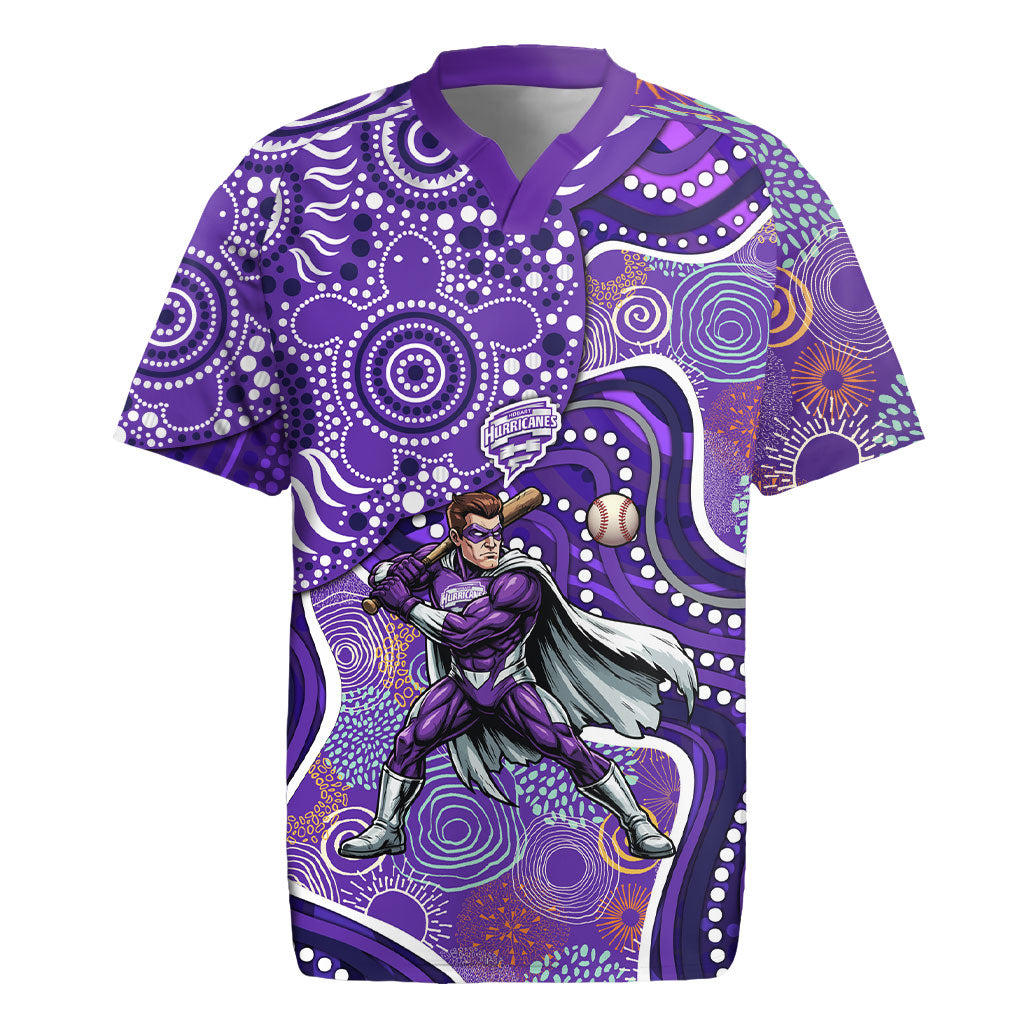 Hobart Hurricanes Rugby Jersey Indigenous Dot Art Superhero Batter Tribal Pattern