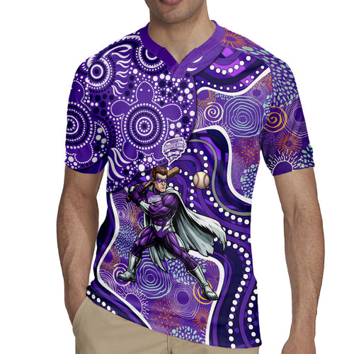 Hobart Hurricanes Rugby Jersey Indigenous Dot Art Superhero Batter Tribal Pattern