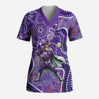 Hobart Hurricanes Scrub Top Indigenous Dot Art Superhero Batter Tribal Pattern