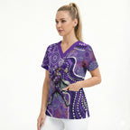 Hobart Hurricanes Scrub Top Indigenous Dot Art Superhero Batter Tribal Pattern